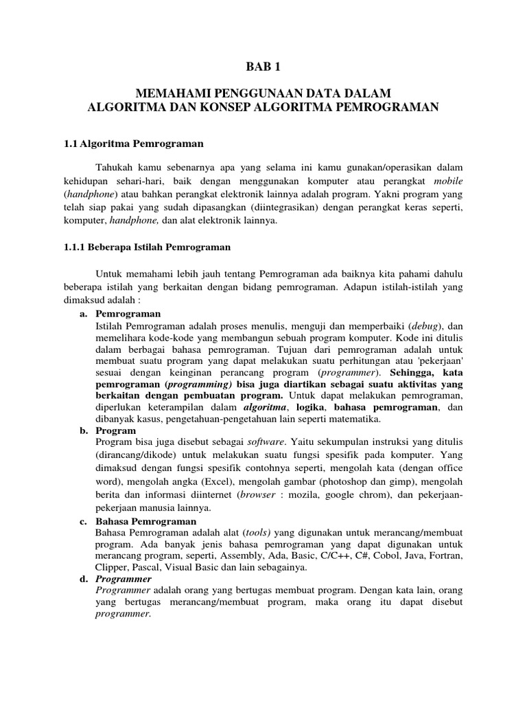 Pemrograman dan Algoritma Dasar | PDF