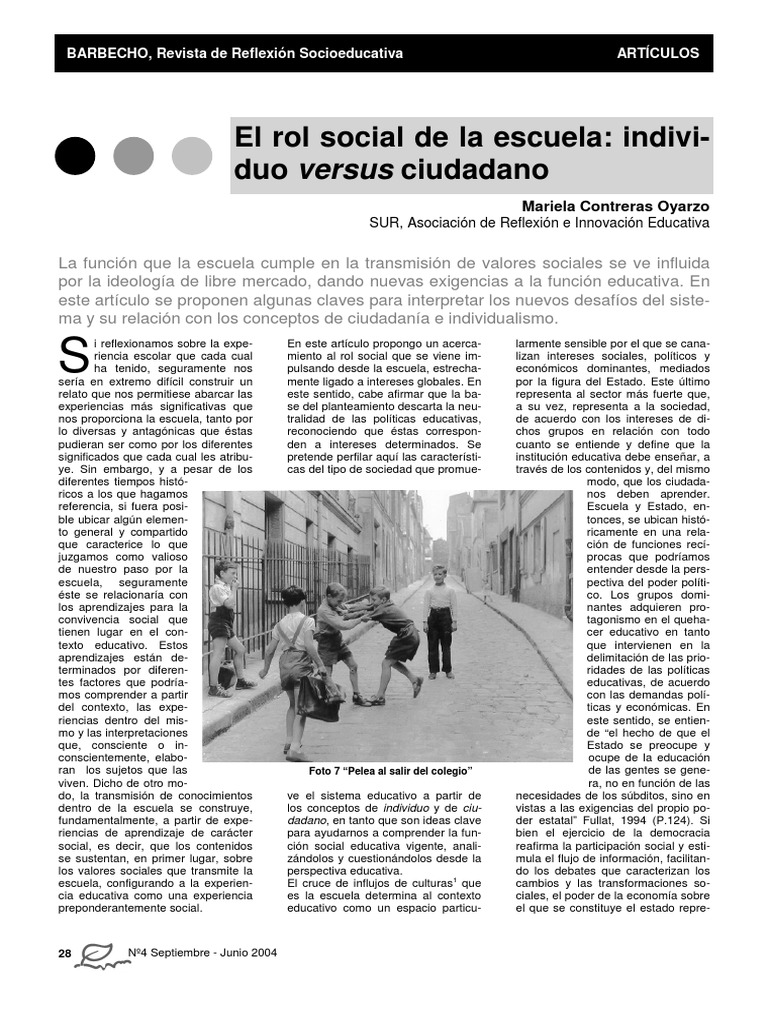 El rol social de la escuela hoy | PDF | Sociedad | Estado (política)