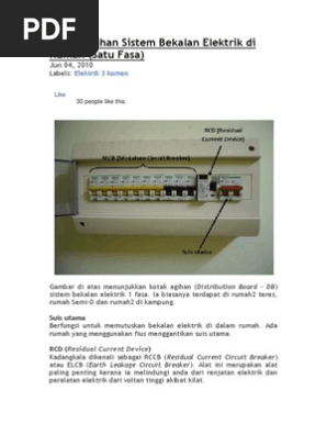Papan Agihan Sistem Bekalan Elektrik Di Rumah Pdf