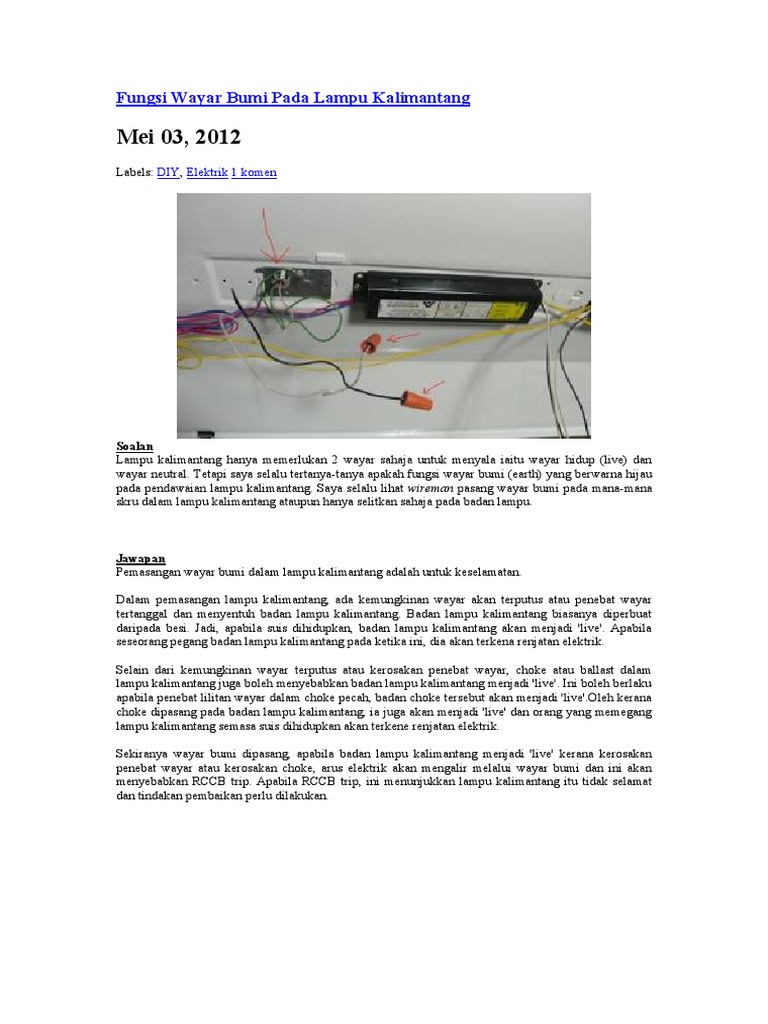 Fungsi Wayar Bumi Pada Lampu Kalimantang Pdf
