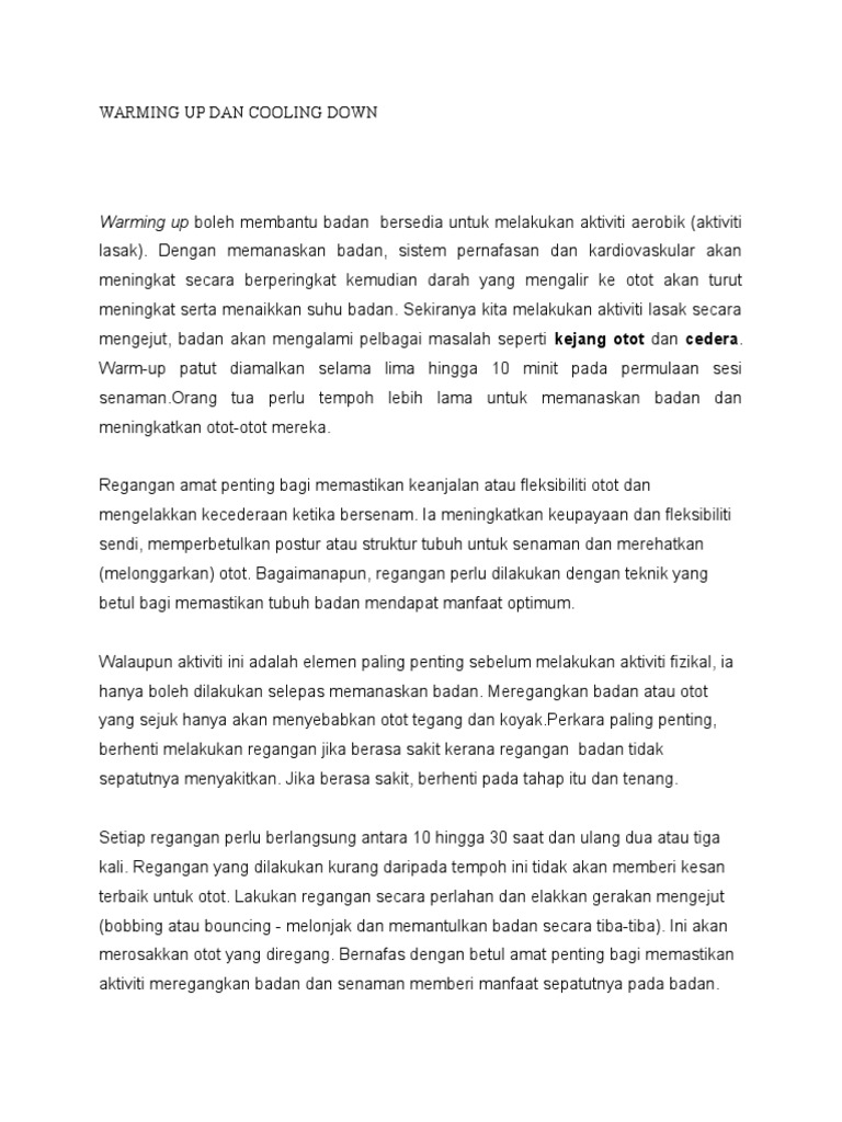 Warming Up Dan Cooling Down Pdf