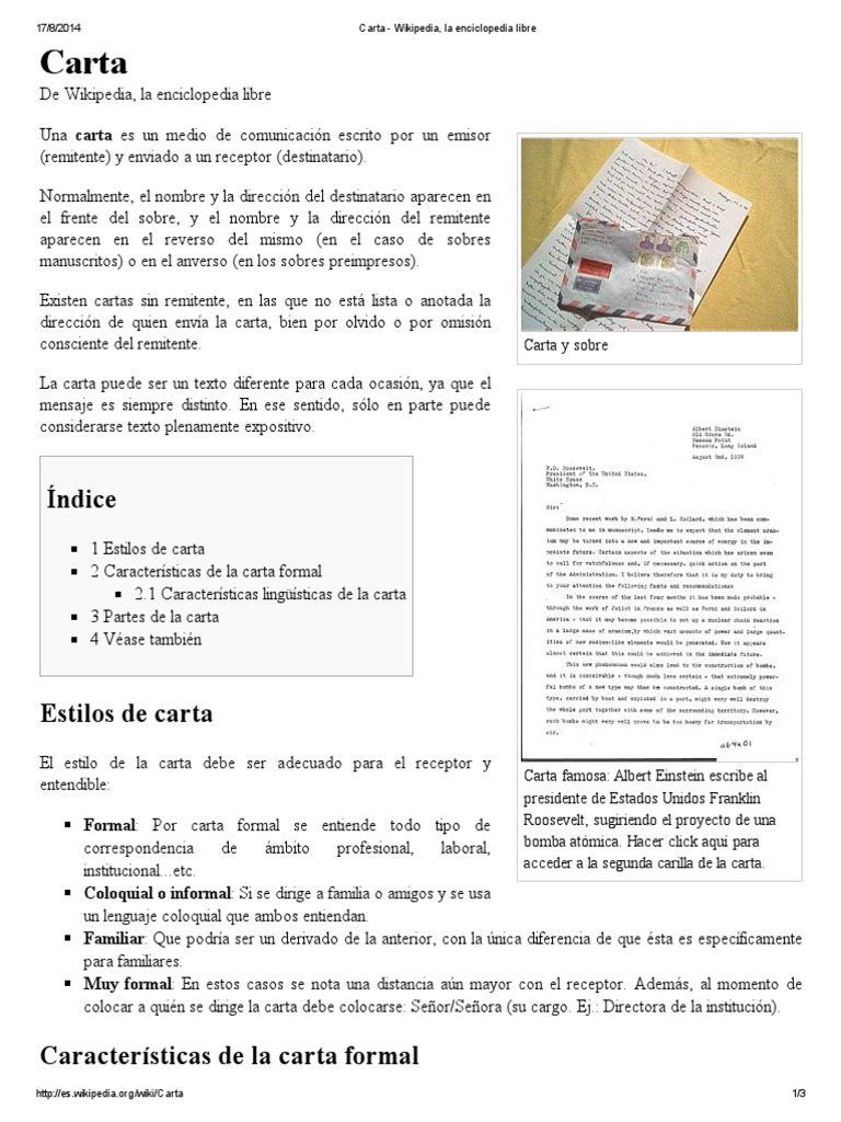 Cuales Son Las Partes De Una Carta Wikipedia - Las Cartas 