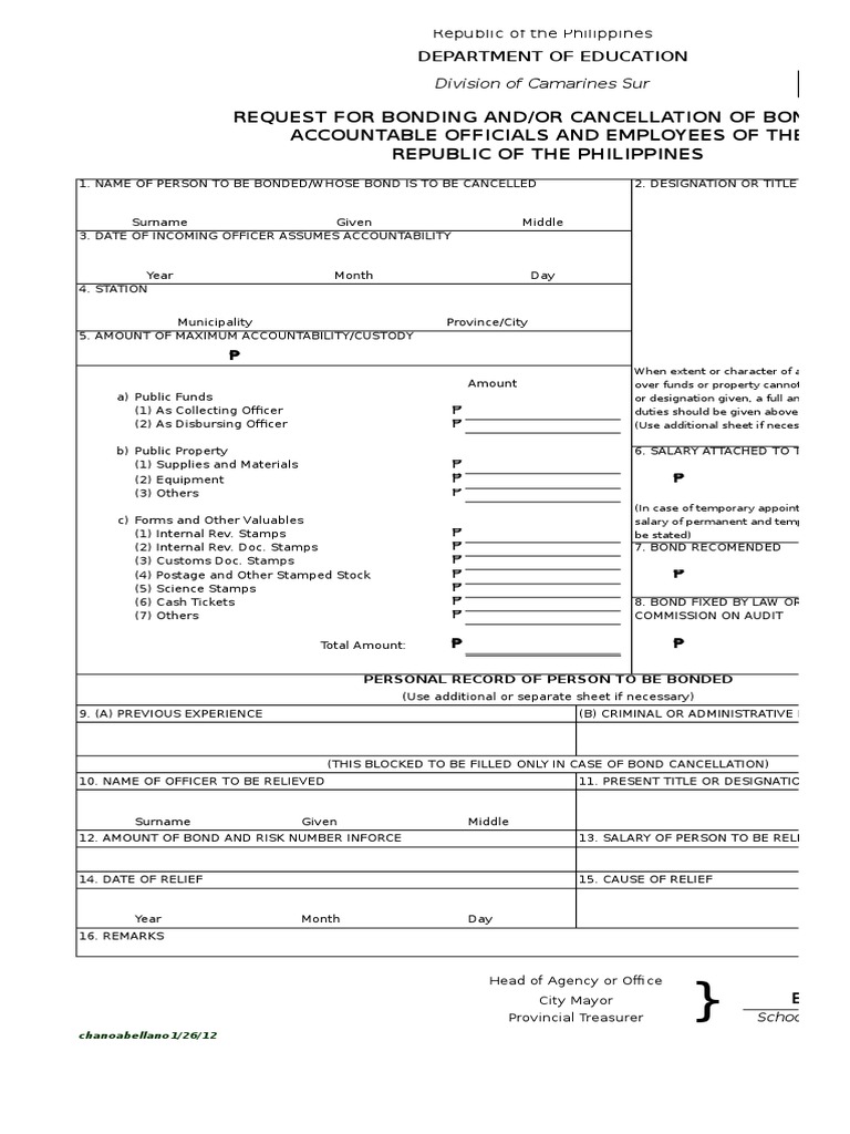 Fidelity Bond Forms Pdf Philippines Business