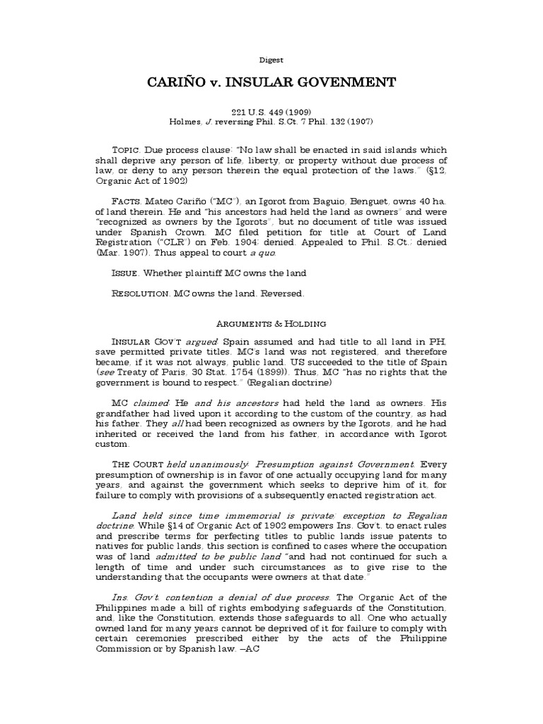 Case digest format due process clause supreme court of the united