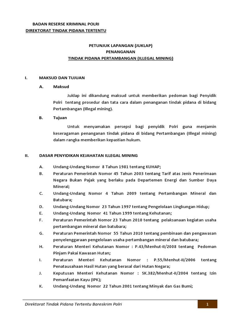 Juklap Penanganan Tp Pertambangan