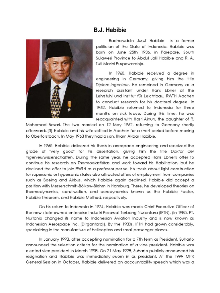 Biografi Bj Habibie: Kehidupan, Prestasi, dan Warisan Inspiratif