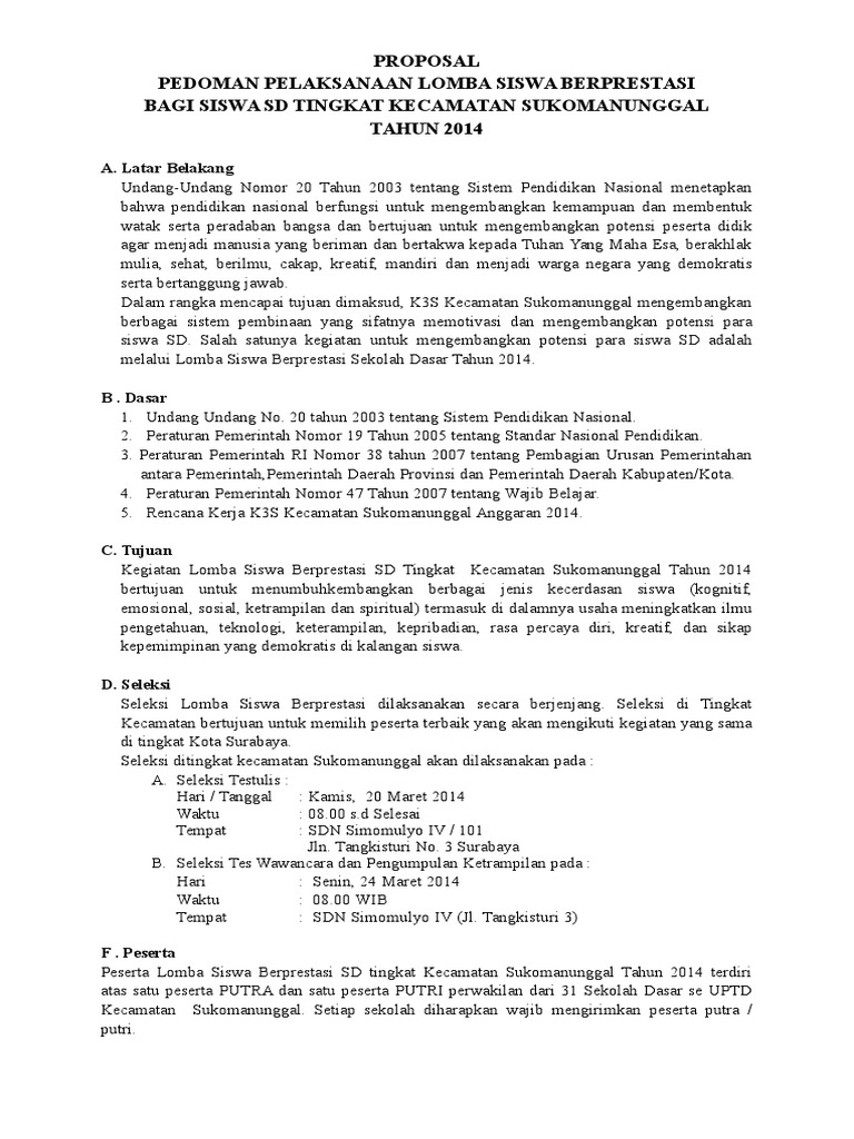 Pedoman Pelaksanaan Lomba Siswa Berprestasi