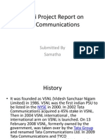 A Mini Project Report On Tata Communications: Submitted by Samatha