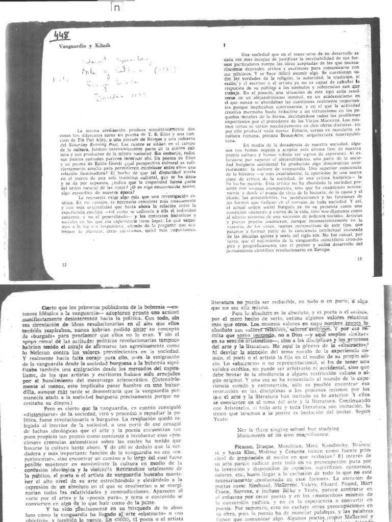 Vanguardia y KitschGreenberg Descargar gratis PDF Vanguardia