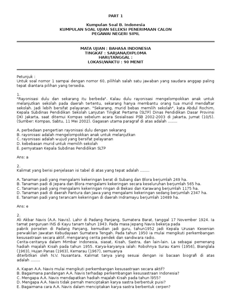 Soal Materi Ujian Cpns New Pdf