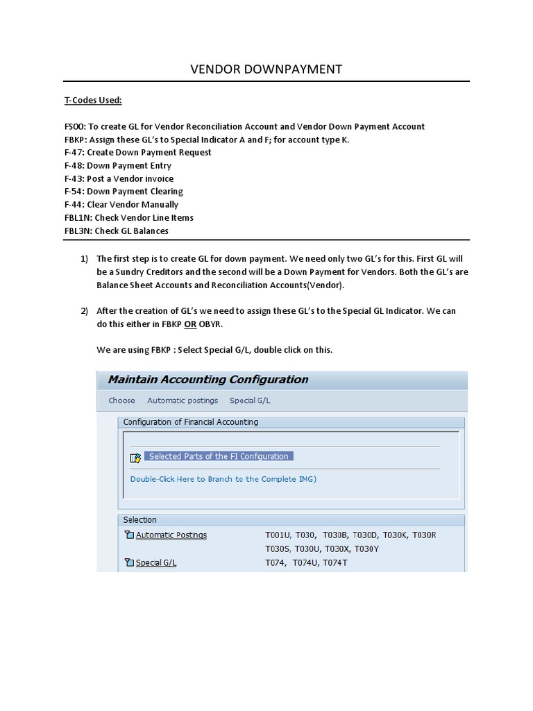 Vendor Down Payment Process in SAP | PDF | Screenshot | Business