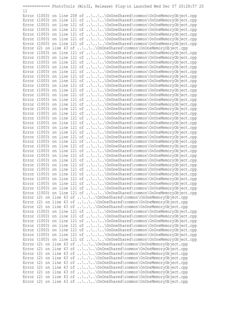 On One Error Log | PDF
