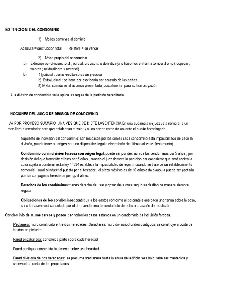 EXTINCION DEL CONDOMINIO.docx | Propiedad | Pagos