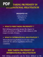 Risk Taking Propensity in International Negotiation