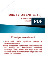MBA - I Trimester B E - Foreign Investment - 6.8.14