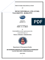 A Report On Organizational Study at Carborundum Universal LTD (Cumi) Nalukettu, Koratty