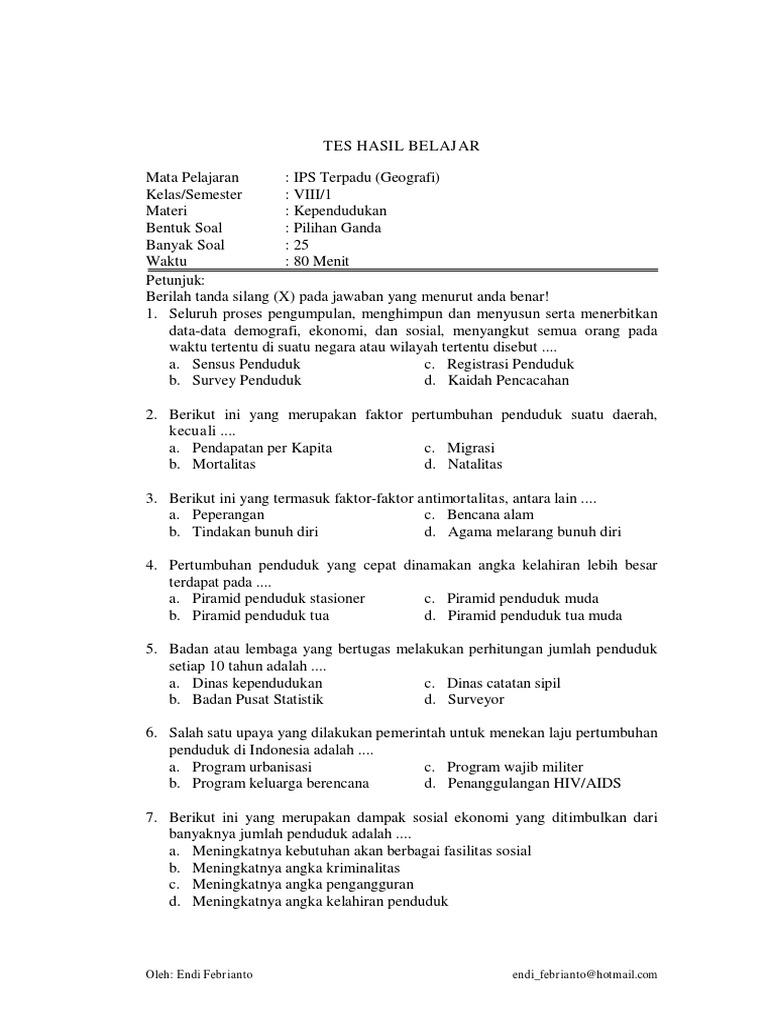 Soal Pilihan Ganda Dan Kunci Jawaban Tentang Dinamika