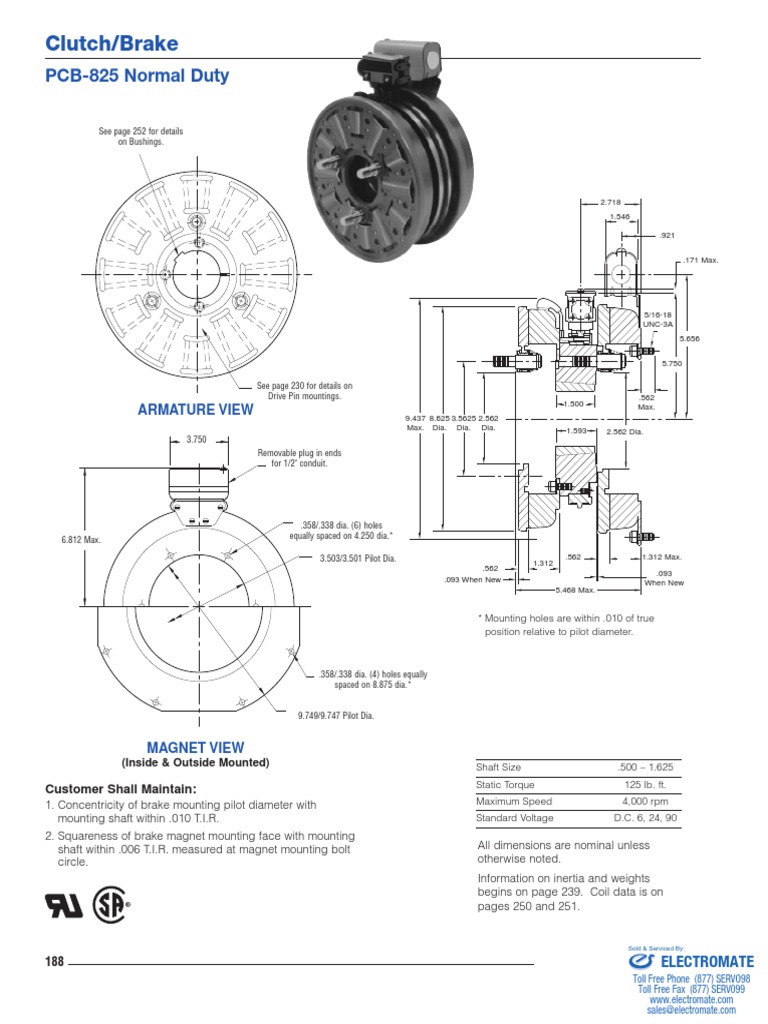 PCB-825 Clutch/Brake Specs & Ordering | PDF
