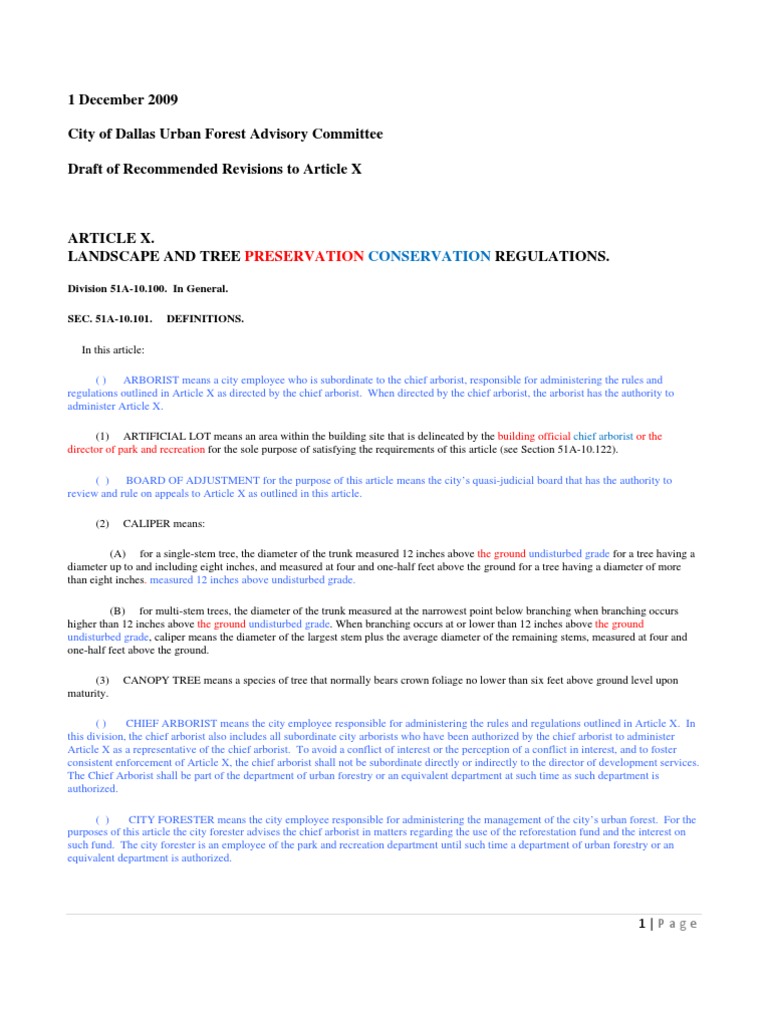 Tree Ordinance Draft Revisions Dec 1 2009 Street Trees