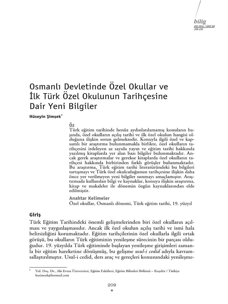 Ozlem Akbaba 18 19 Yy Osmanli Da Egitim Reformlari Ve Karsilastirmasi