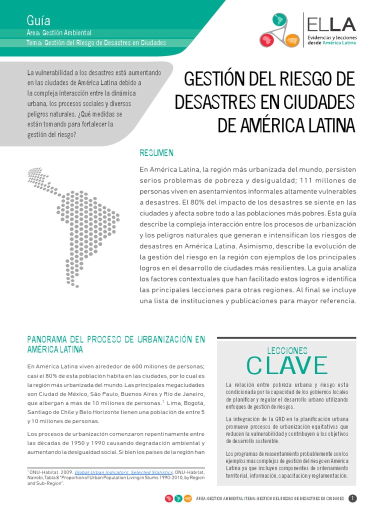 Gestión del Riesgo de Desastres en Ciudades | PDF | Chabolas | America ...