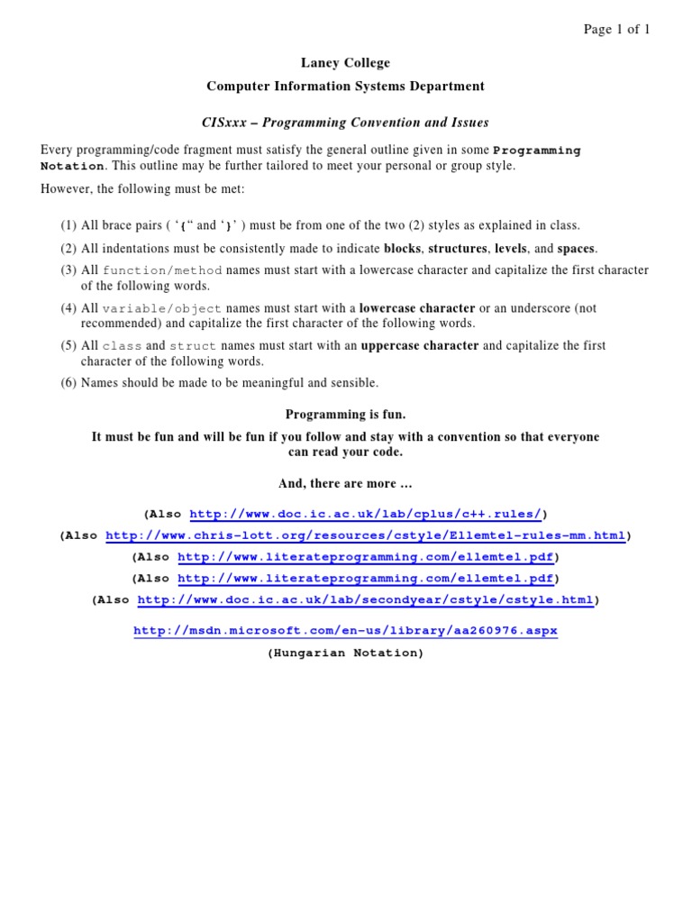 Progamming Conventions and Issues | PDF | Computers