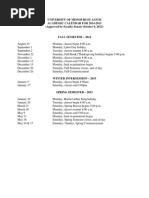 Academic Calendar 2014-2015