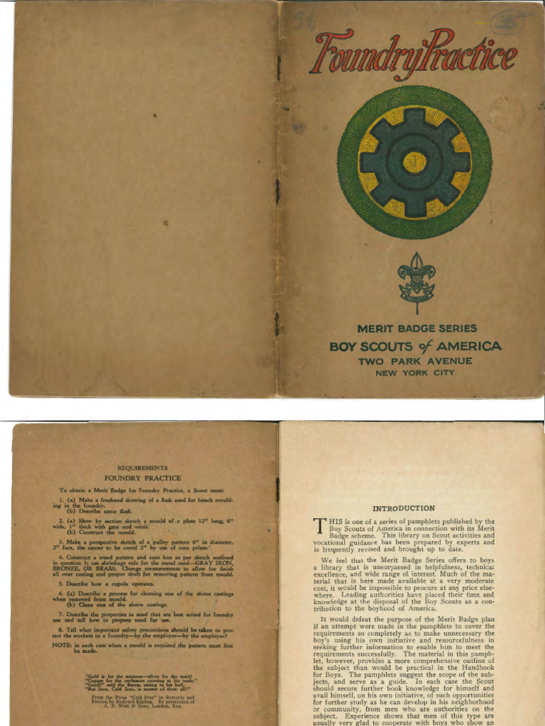 Boy Scouts of America Merit Badge For Foundry Practice 1930 PDF