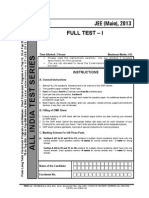 Fulltest i Main Paper Question Paper Aits 2013 Ft i Jeem