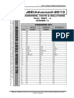 Fulltest II Advanced Paper 1 Answer Sol Aits 2013 Ft II Jeea Paper 1