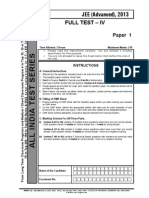 Fulltest IV Advanced Paper 1 Question Paper Aits 2013 Jeea Ft IV Paper 1