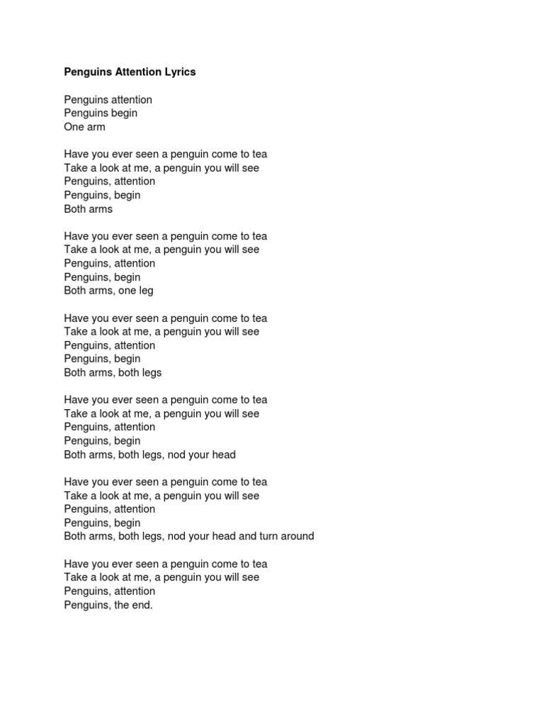 Penguins Attention Lyrics