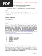 Lab 1 - CES EduPack - Basic Tools For Materials Selection - Note