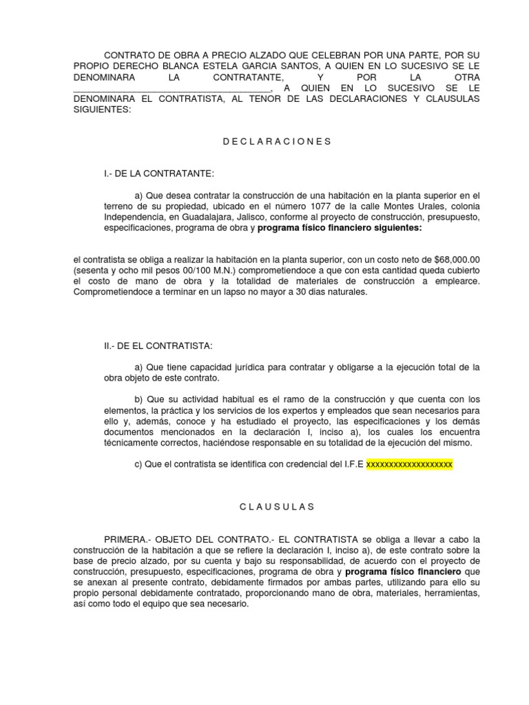 CONTRATO DE OBRA A PRECIO ALZADO.docx Presupuesto Euro