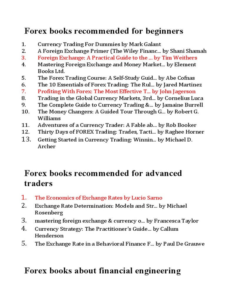 Books Forex List Foreign Exchange Market Technical Analysis - 