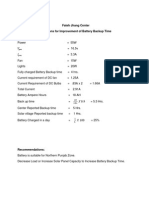 Date: 25-Jun-2014 Fateh Jhang Center Observations For Improvement of Battery Backup Time