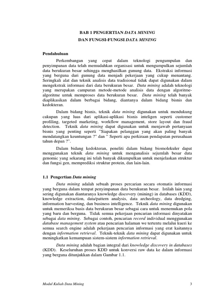 Data Mining - Bab 1 Pengertian Dan Fungsi-Fungsi Data Mining | PDF