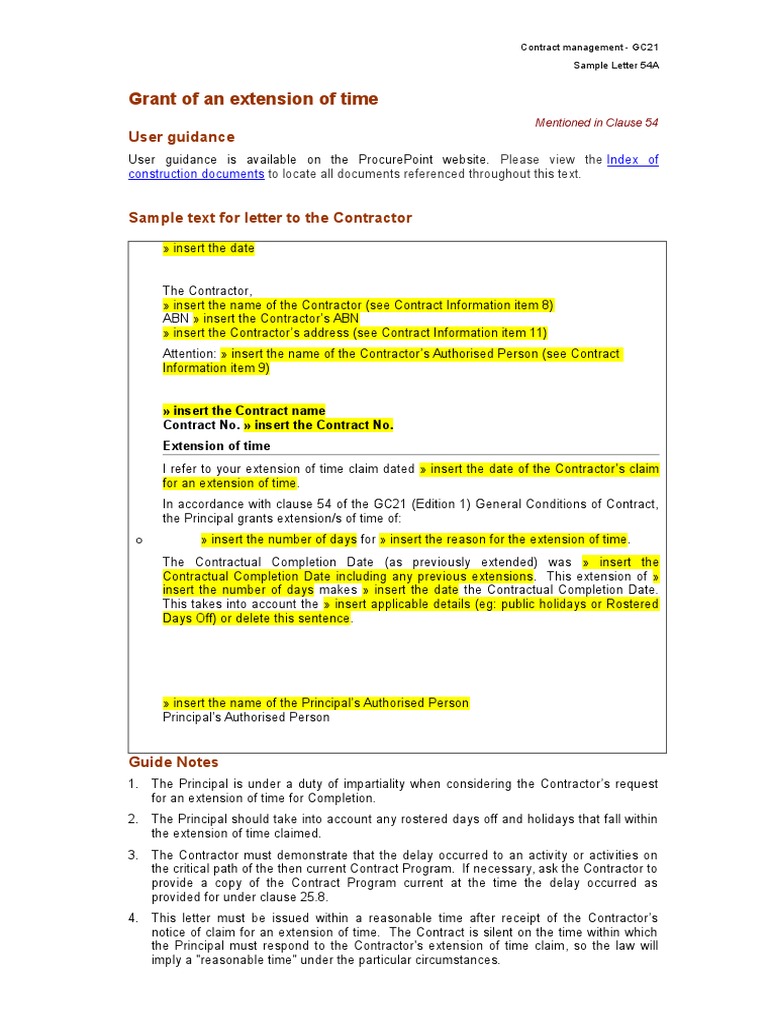 Gc21 Ed1 - 54a Grant An Extension of Time | PDF | Common Law 