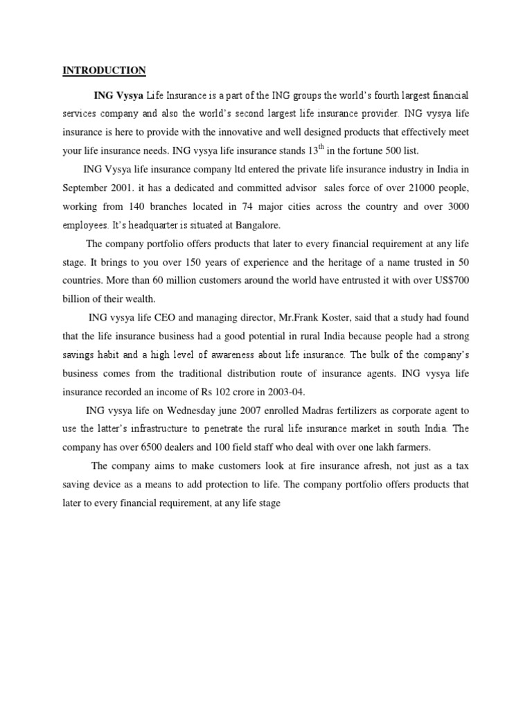 Project On Ing | PDF | Ing Group | Insurance