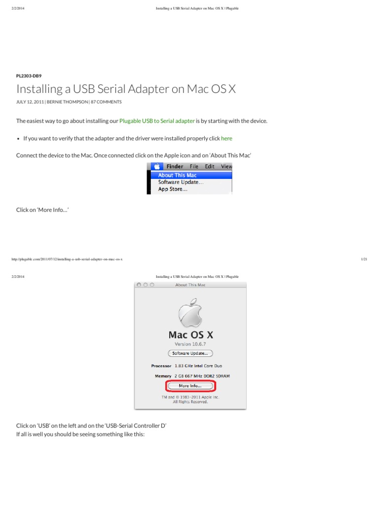 Installing A USB Serial Adapter On Mac OS X - Plugable | PDF ...