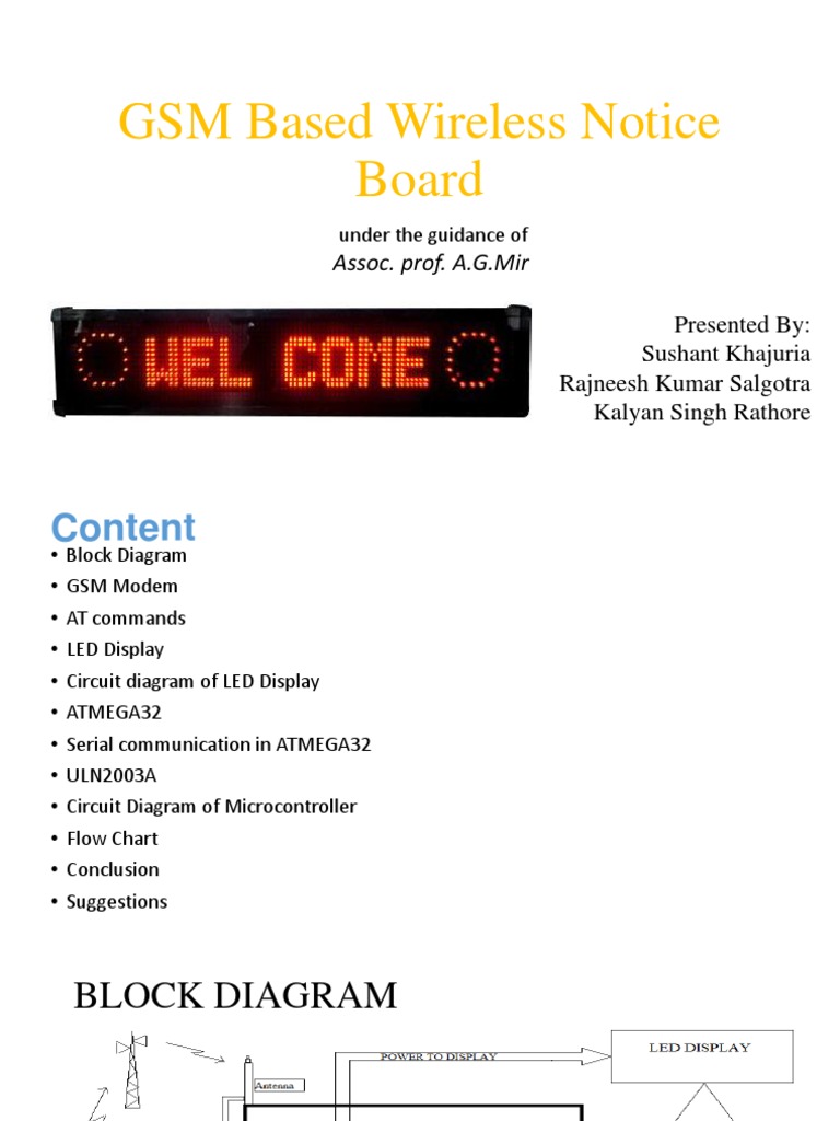 Led Based Wireless Notice Board Using GSM PDF Computer Data Data