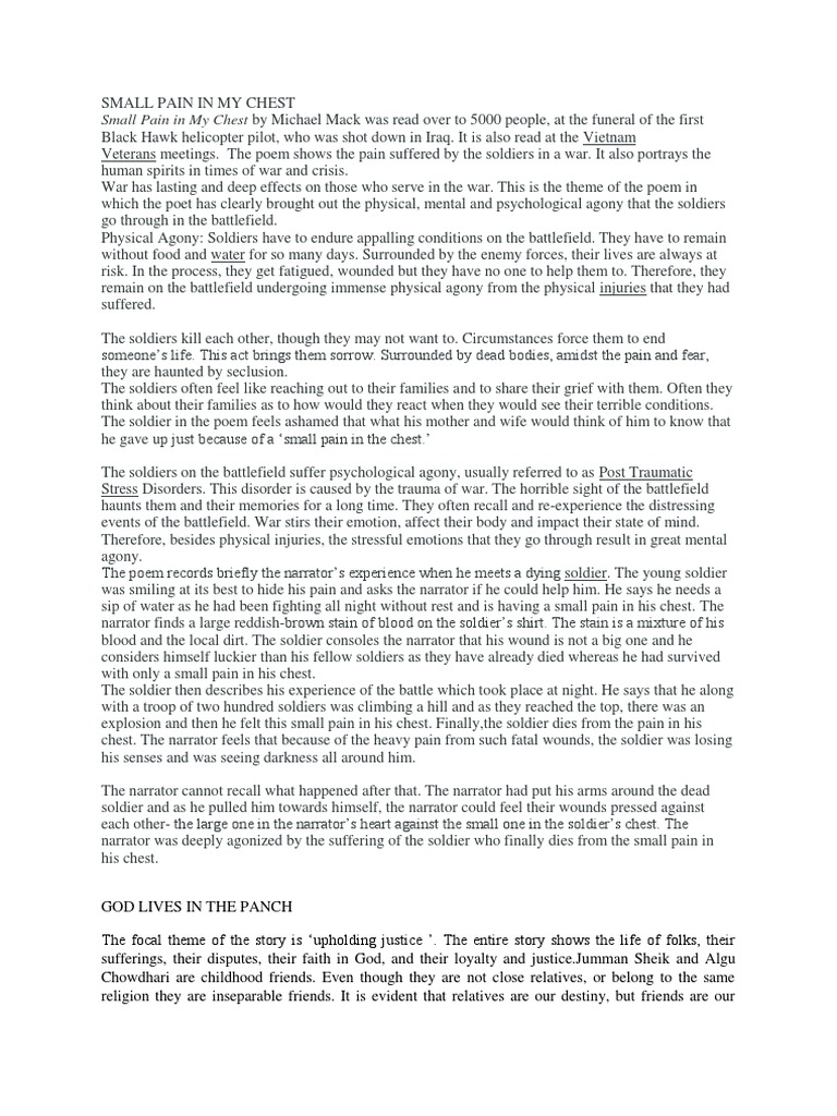 Small Pain in My Chest PDF Judgment (Law) Thorax