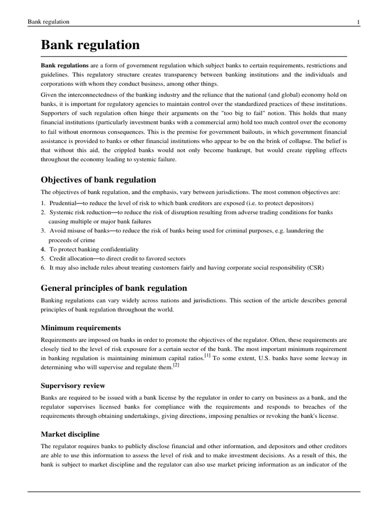 Bank Regulation PDF Bank Regulation Banks