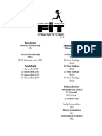 FIT Fitness Studio Pricing Structure
