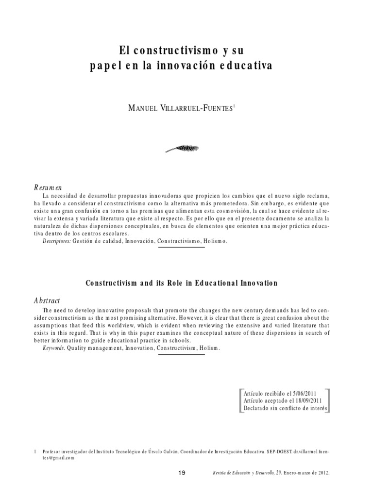 Constructivismo y su impacto en educación | PDF | Constructivismo ...