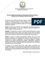 Acuerdo Unánime Del Consejo de La Facultad de Ciencias Jurídicas y Políticas de La Universidad Central de Venezuela