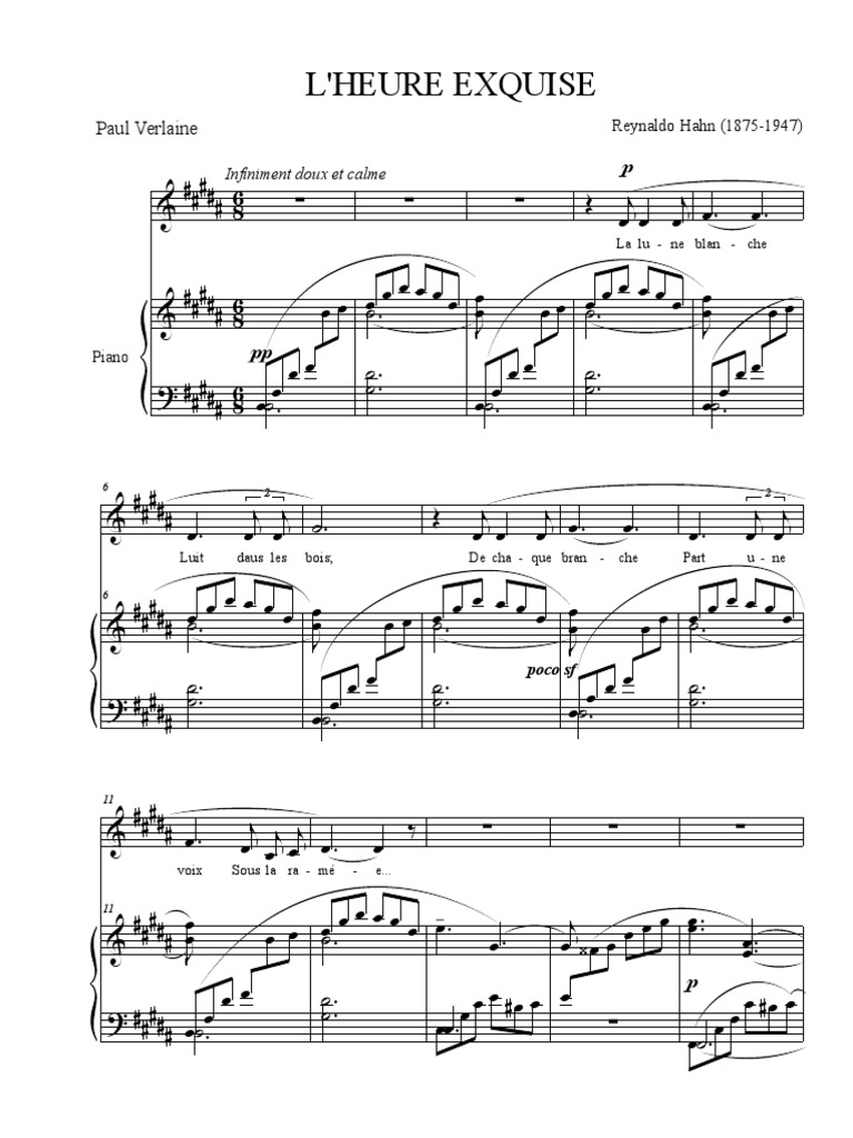 Reynaldo Hahn L Heure Exquise B Maior