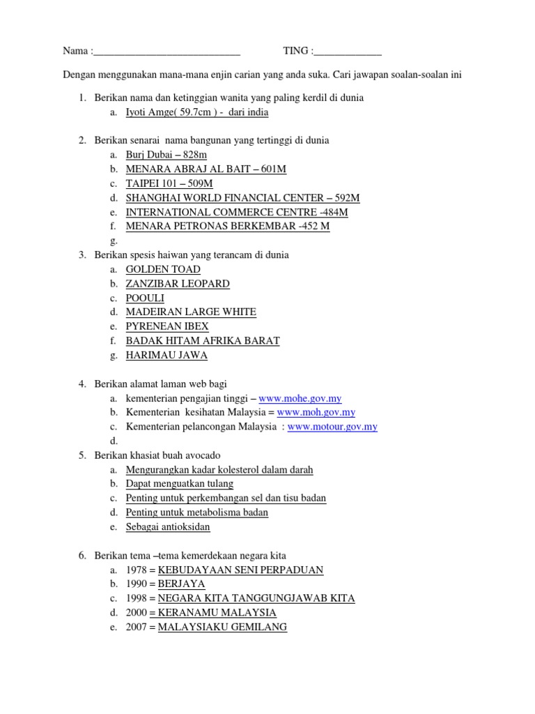 Kuiz Pengetahuan Am Pdf