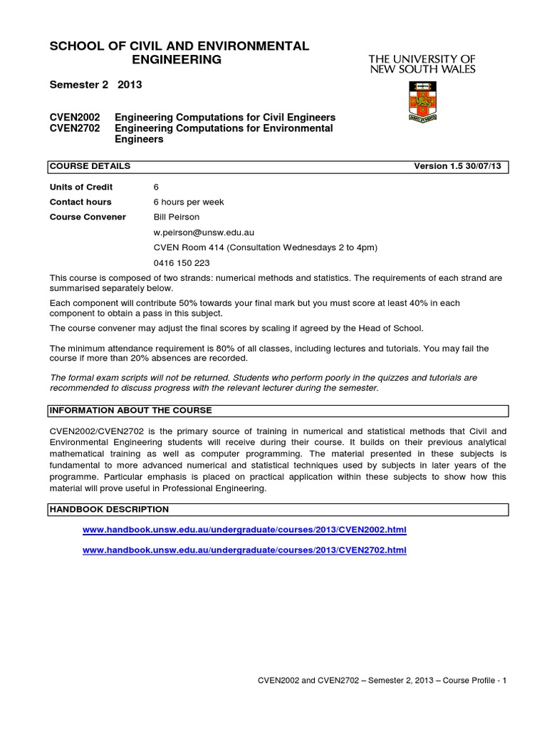 CVEN2002 COURSE OUTLINE intelligence overview