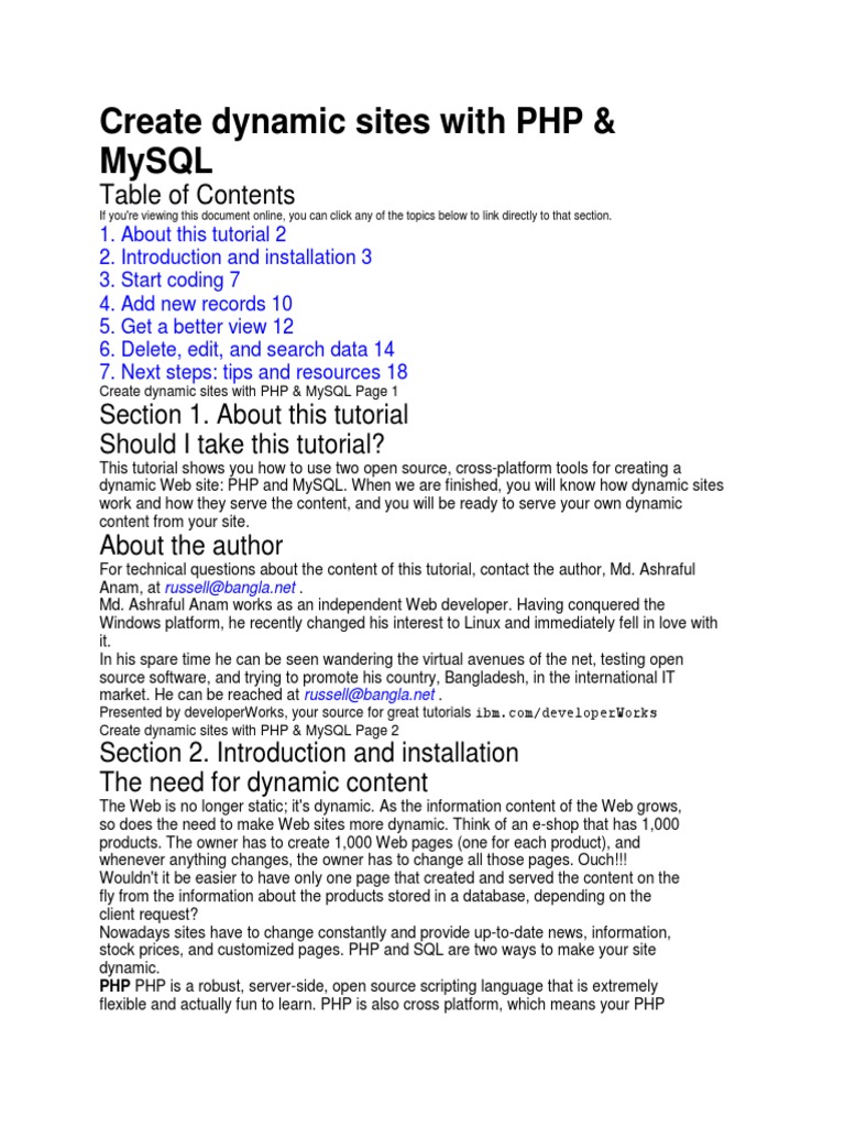 Create Dynamic Sites With PHP | PDF